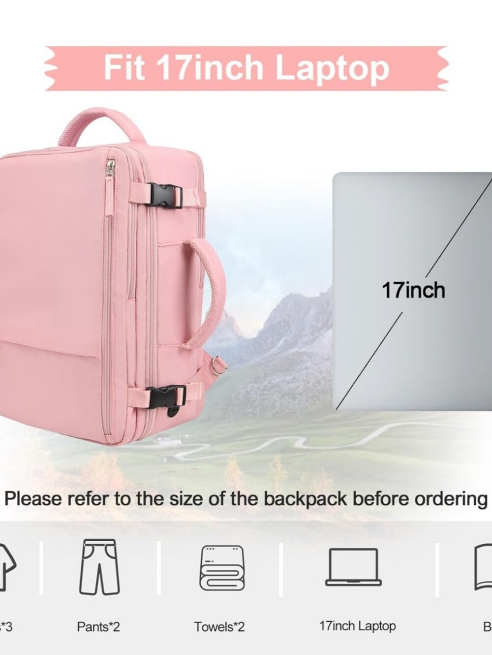 Pink Women's Multi-Compartment Backpack - Picture 3 of 4